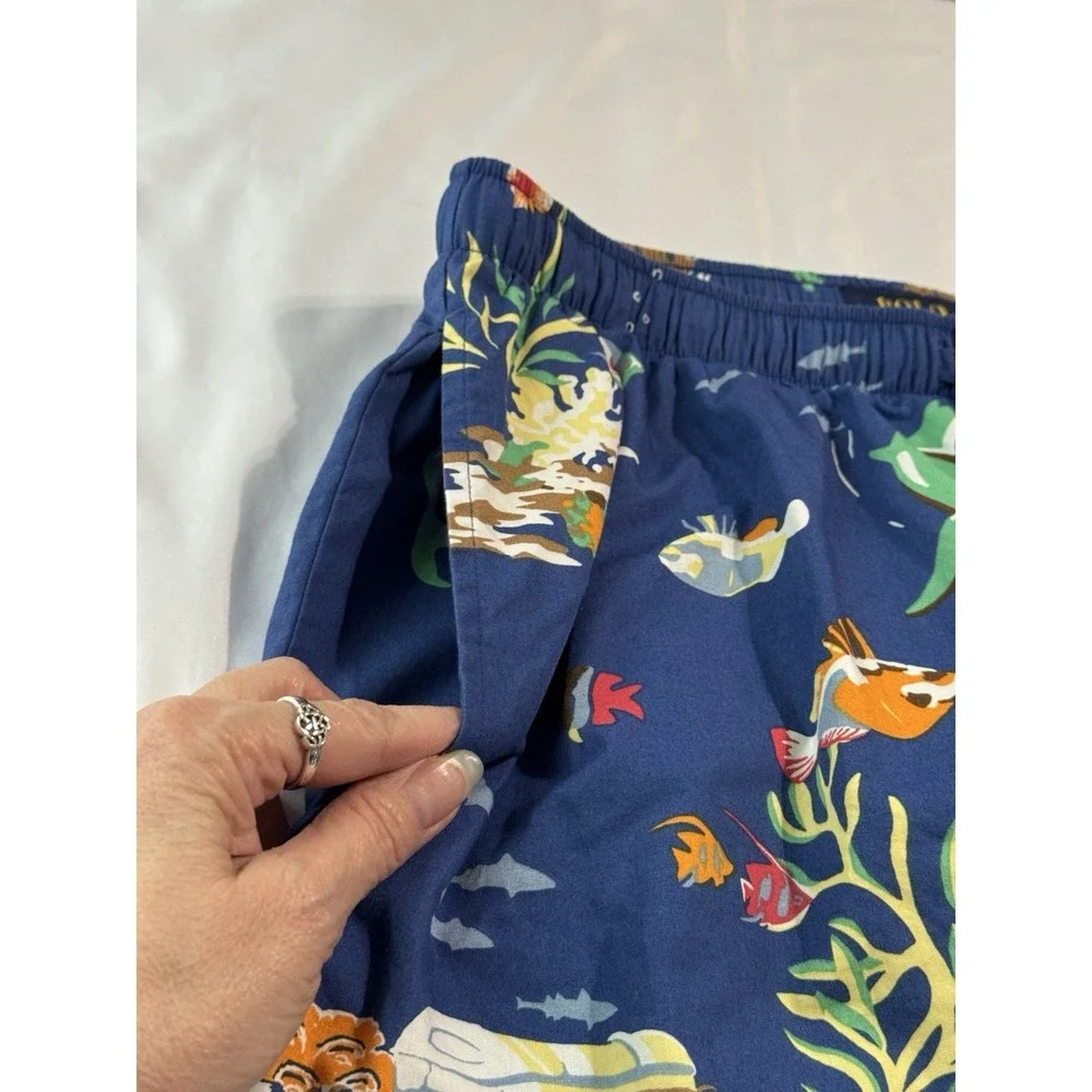 Polo Ralph Lauren Men's Shorts Large Nautical Polo Bear Sharks Fish Graphic